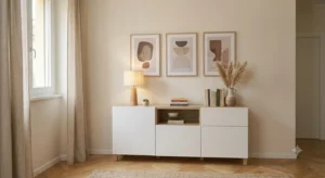 Madia e credenza moderna per soggiorno sotto 500 euro con ante e finitura chiaro legno