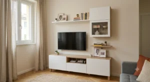 Parete attrezzata moderna e modulare per il soggiorno sotto i 500 euro con vani contenitore