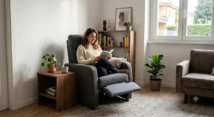 Poltrona relax compatta salvaspazio ideale per arredare piccoli salotti e camere da letto 

