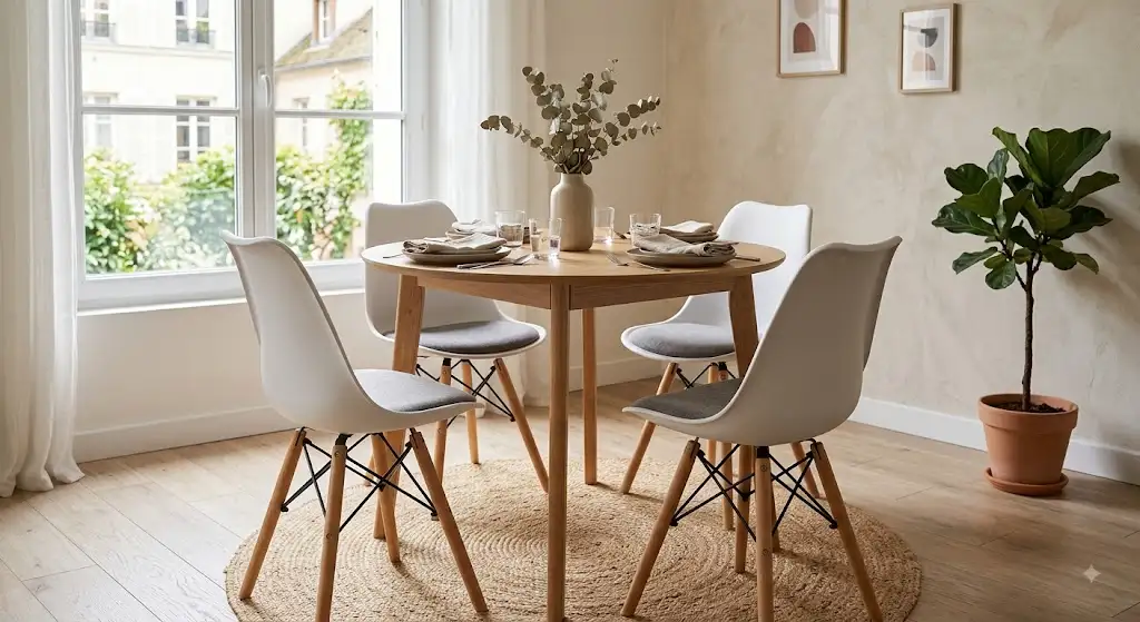 Lot de 4 chaise de salle à manger pas cher au design scandinave pour un coin repas moderne.