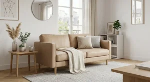 Illustration 5 showing a family enjoying the comfort of their genuine leather sofa.