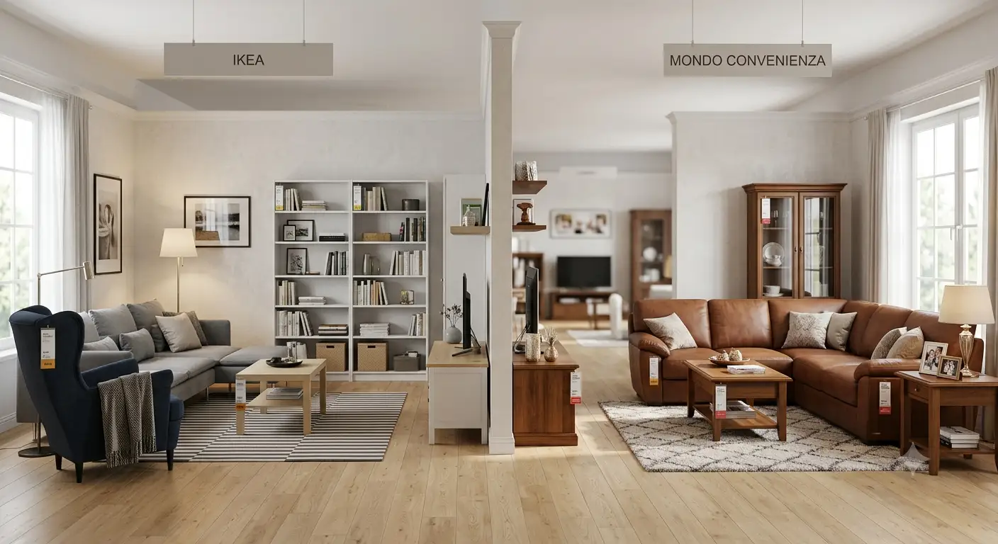 Confronto tra un mobile Ikea e uno Mondo Convenienza per valutare prezzi e qualita dell'arredamento
