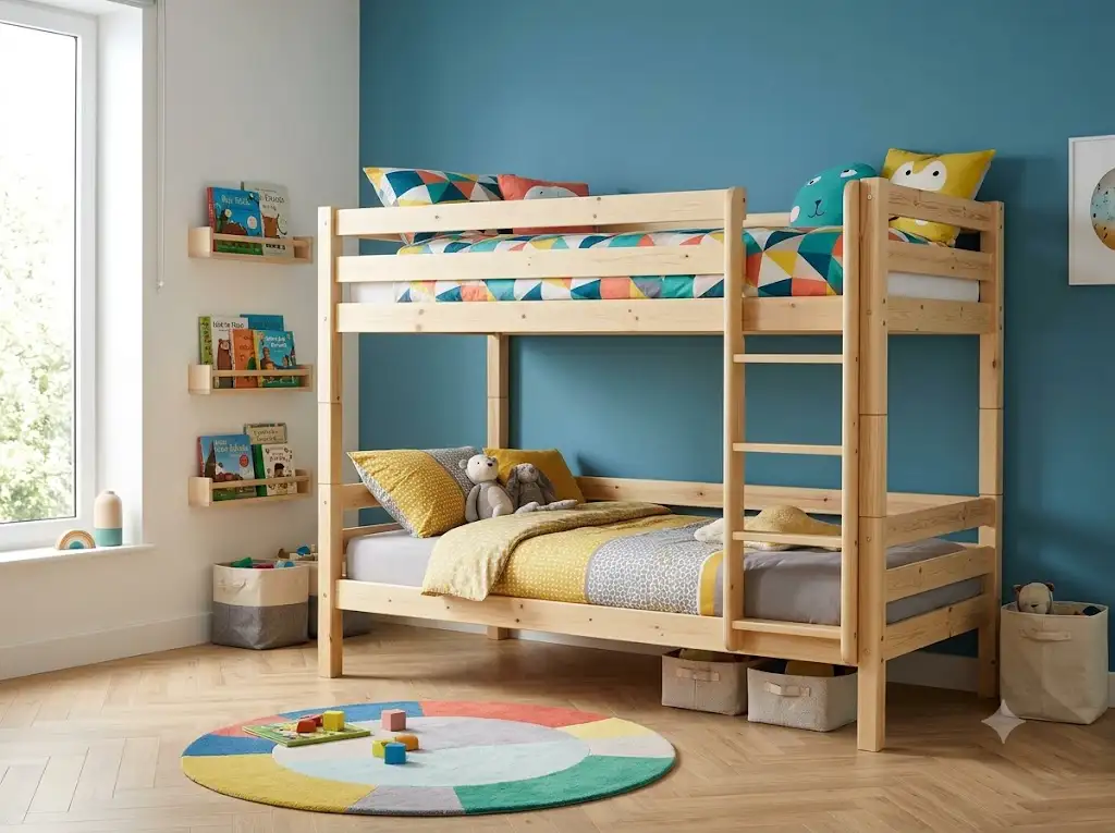Lit superposé pas cher en bois massif pour chambre d'enfant moderne