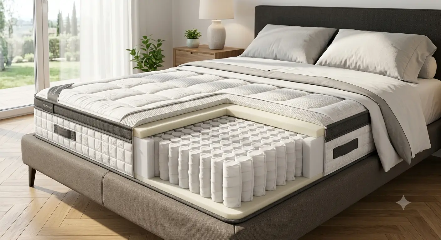 Materasso a molle insacchettate matrimoniale ergonomico con supporto differenziato per il massimo comfort
